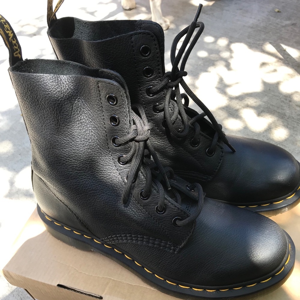 stylish black combat boots
